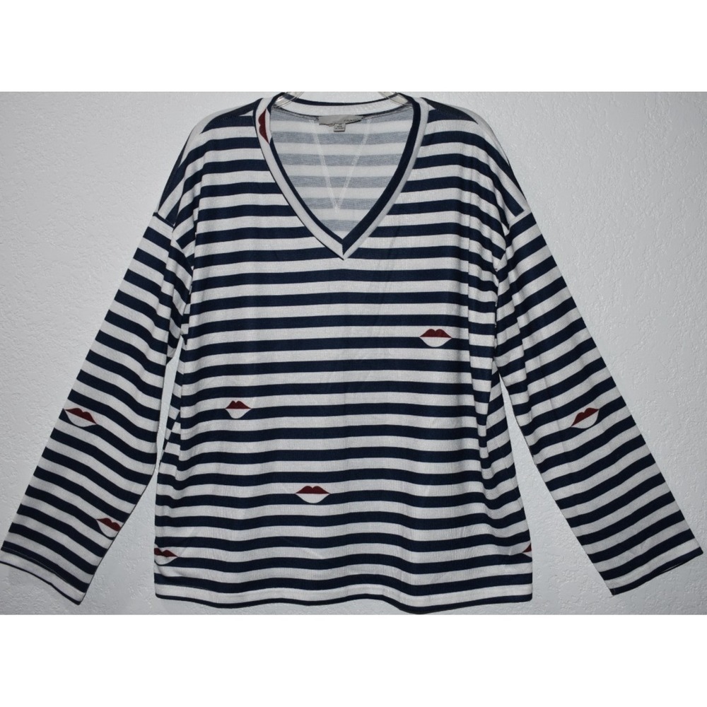 Luukse‎ Womens 1X Stretch Top Long Sleeve Shirt V-neck Lightweight Fun Flirty